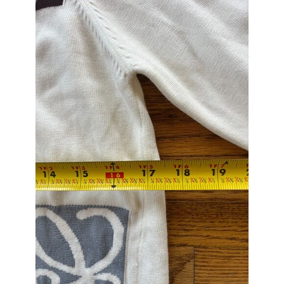 NWOT  LOEWE White Blue Logo Graphic Button Up Cardigan Top  Women's Size Large - Picture 8 of 9